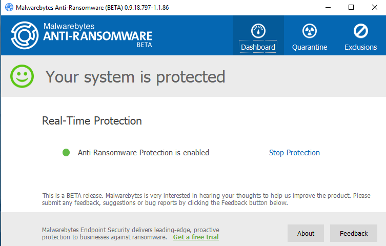 Malwarebytes Anti-Ransomware Screenshot 1