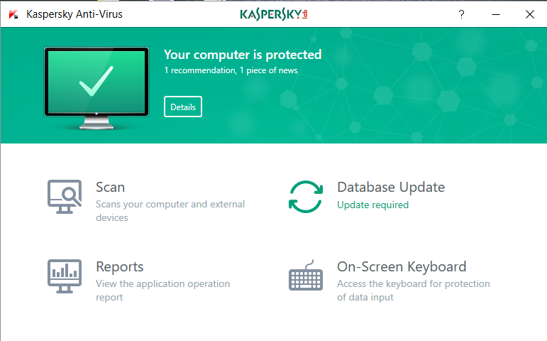 Kaspersky Anti-Virus Screenshot 1