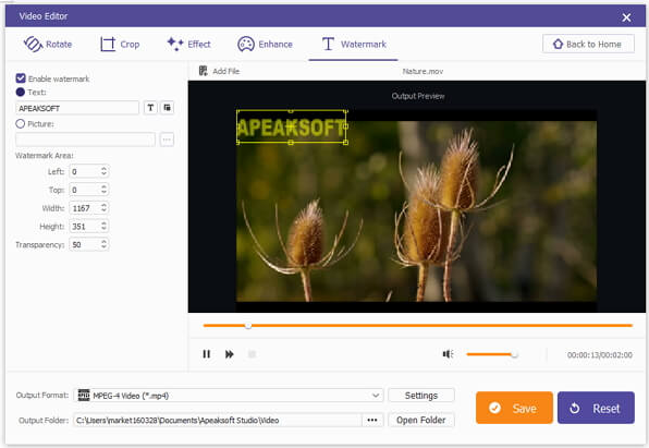 Apeaksoft Video Editor Screenshot