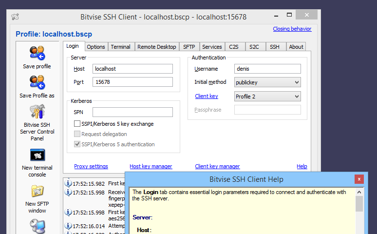Bitvise SSH Client Screenshot