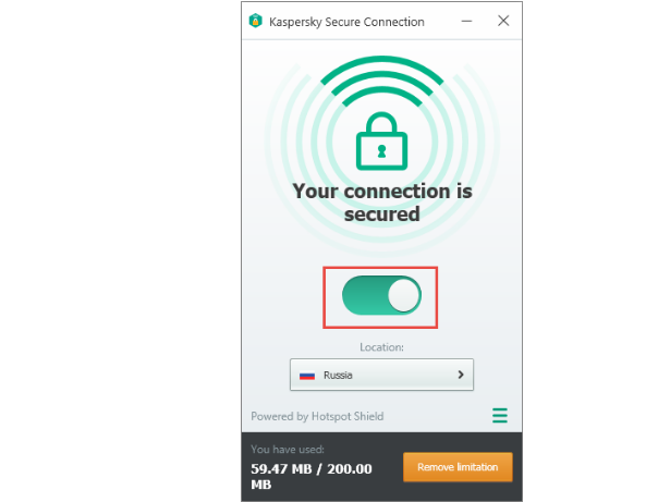 Kaspersky Secure Connection Screenshot