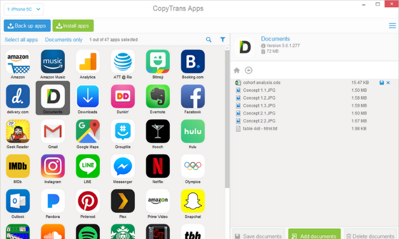 CopyTrans Apps Screenshot