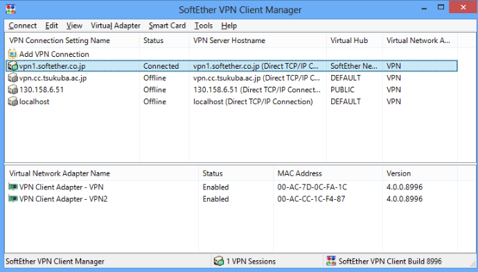 SoftEther VPN Client Screenshot 1