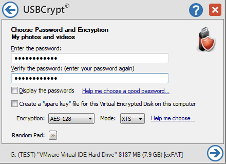 USBCrypt Screenshot