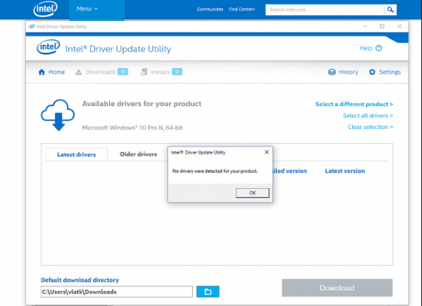 Intel® Driver Update Utility Screenshot