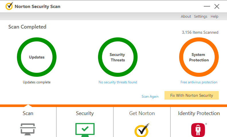 Norton Security Scan Screenshot 1