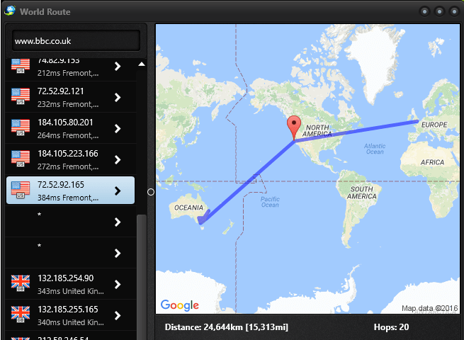 SoftPerfect World Route Screenshot