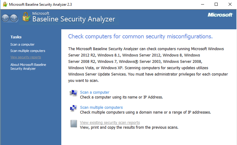 Microsoft Baseline Security Analyzer Review