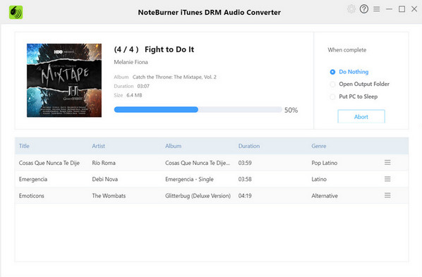 NoteBurner iTunes DRM Audio Converter Screenshot