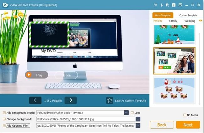VideoSolo DVD Creator Screenshot