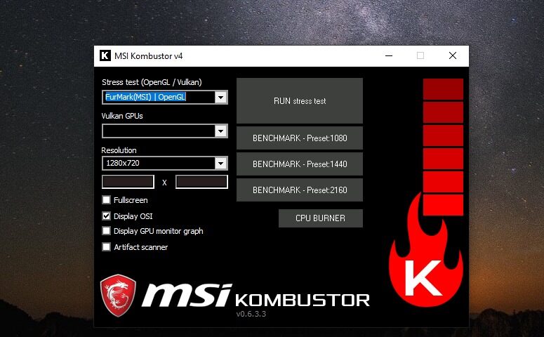 free for mac download MSI Kombustor 4.1.27