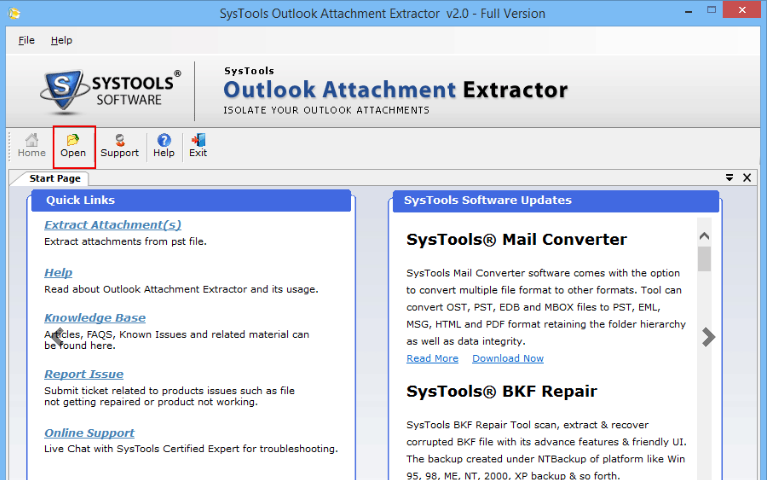 SysTools Outlook Attachment Extractor Screenshot 1